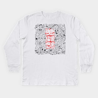 Dzy Cartoon Chaos Kids Long Sleeve T-Shirt